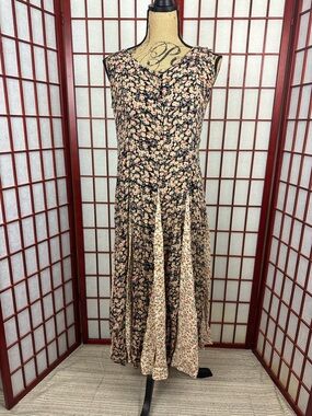 Vintage New York Studio Sleeveless Floral Panel Mori Kei Maxi Dress